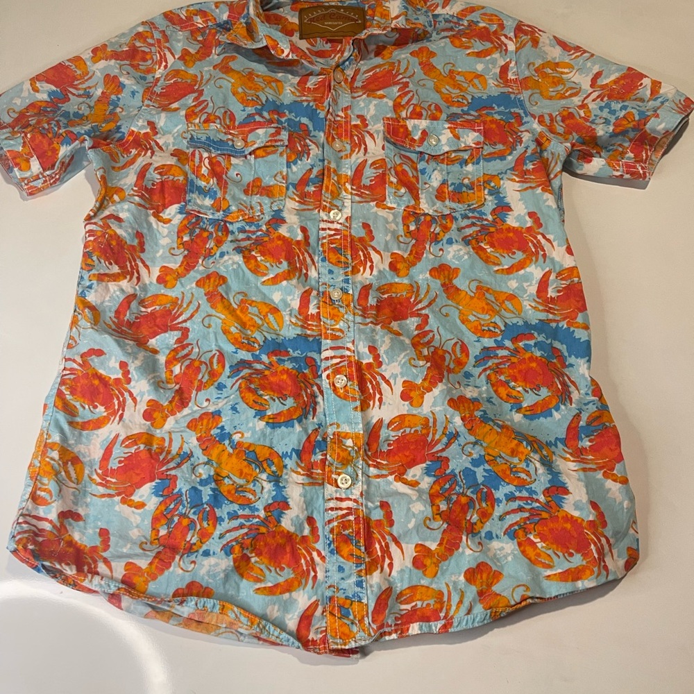 Red Camel Vibrant Crab Print Men's Shirt